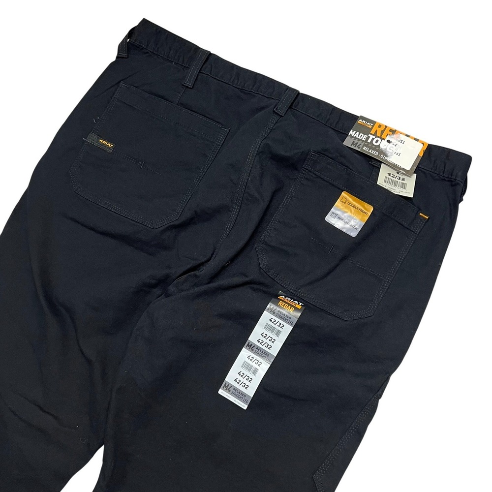 NEW Ariat Rebar M4 Relaxed Straight Double Front Work Pants Black 42x32‎ Stretch